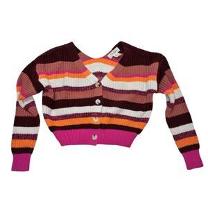 Jessica Simpson Pink Summer, Spring Striped Crop Top Sweater, Women's Small